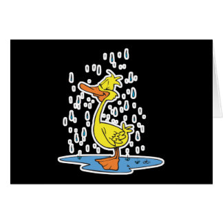 Cartão pato giro na chuva
