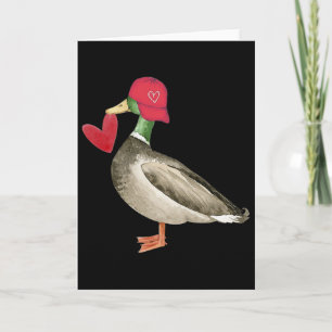 Cartão Pato Mallard do Dia dos Namorados Retro Groovy Cor