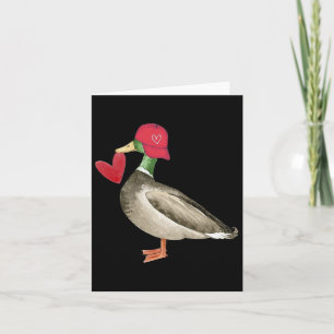 Cartão Pato Mallard do Dia dos Namorados Retro Groovy Cor