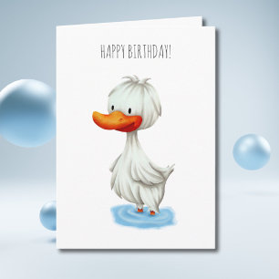 Cartão Pato Minimalista Fofo Feliz Aniversário