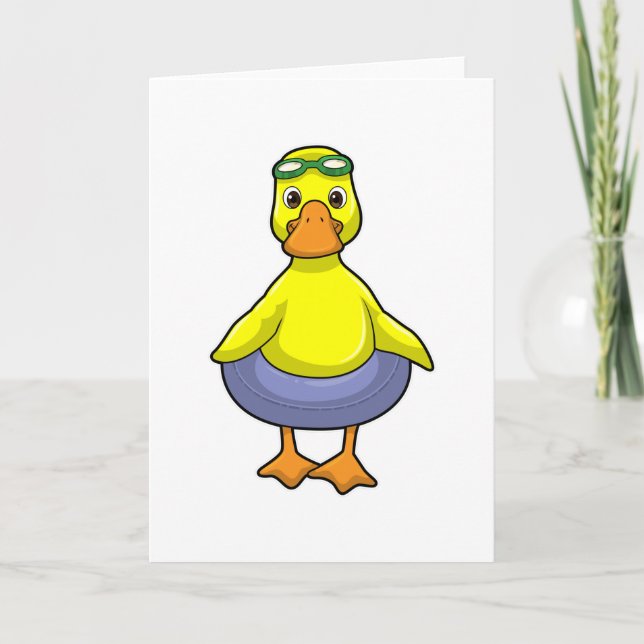 Cartão Pato nadando com boia (Frente)