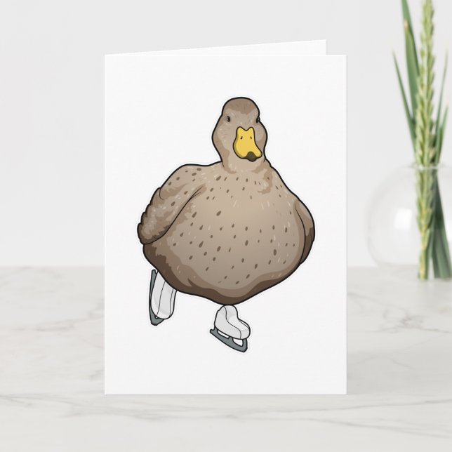 Cartão Pato Patinação no gelo Patins de gelo (Frente)