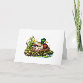 Cartão Pato-real no Ninho