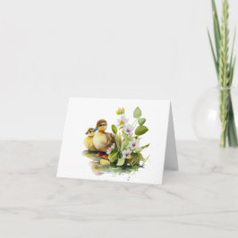 Cartão Patos Amarelos com VAZIO de Flores