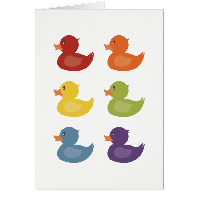 Cartão Patos da borracha do arco-íris | | no fundo branco (Frente)