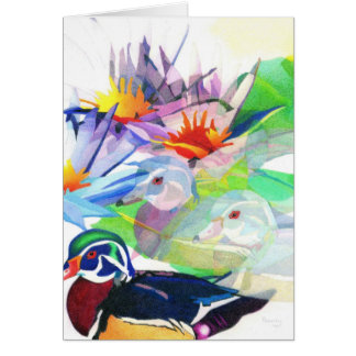 Cartão Patos e lótus