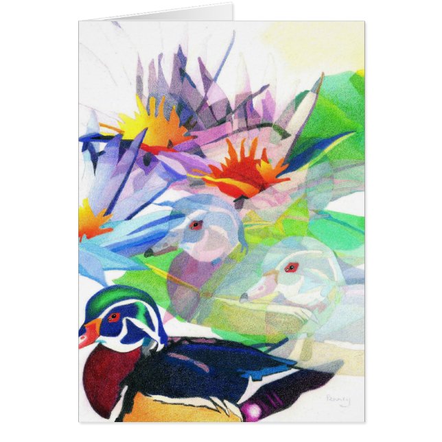 Cartão Patos e lótus (Frente)