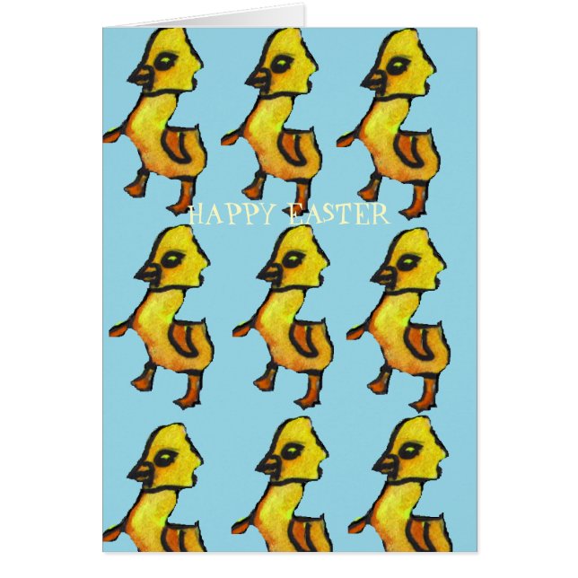 Cartão Patos Páscoas de ilustração amarelo-cúmulo (Frente)