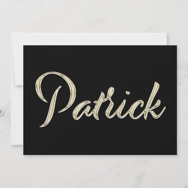 Cartão Patrick Name white gold Handwriting Karte (Frente)