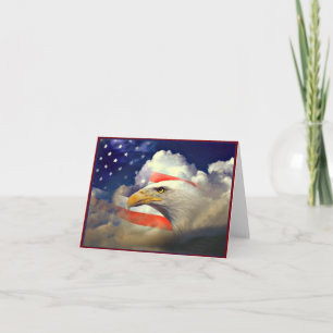 Cartão Patriotic American Eagle and Flag Card
