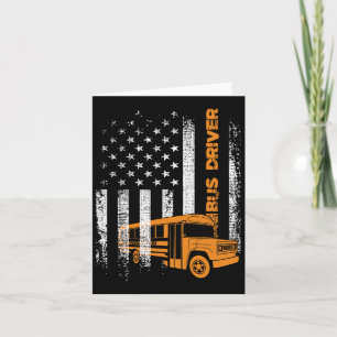 Cartão Patriotic Bus Driver Usa American Flag - School Bu