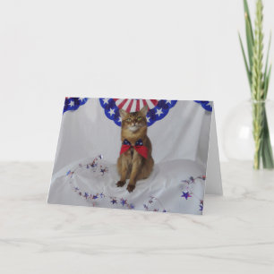 Cartão Patriotic Kitty for Fourth of July