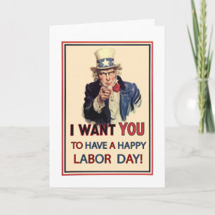 Cartão Patriotic Labor Day, Vintage Uncle Sam