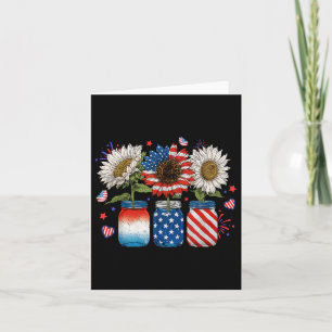 Cartão Patriótica Americana Bandeira com Girassol 4t
