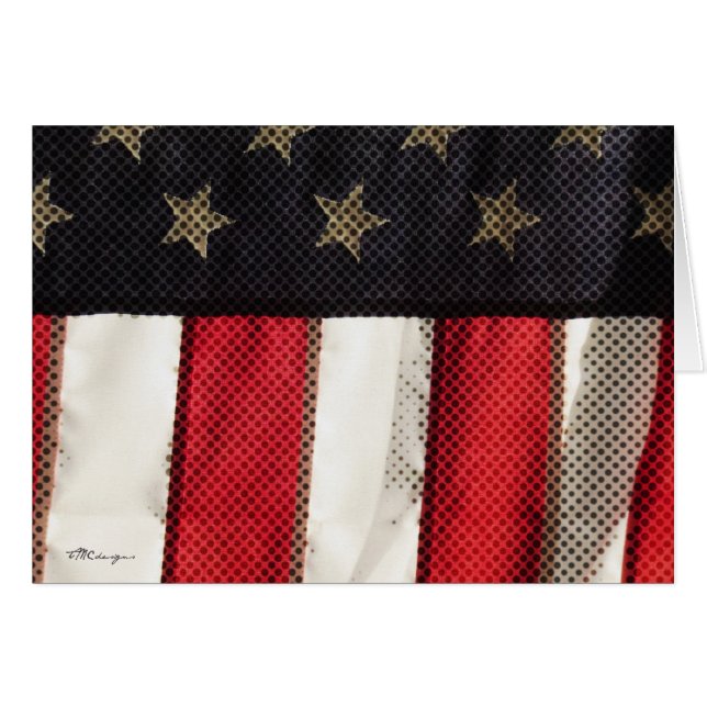 Cartão Patriótica Americana Foto Arte Vermelha Azul (Frente Horizontal)