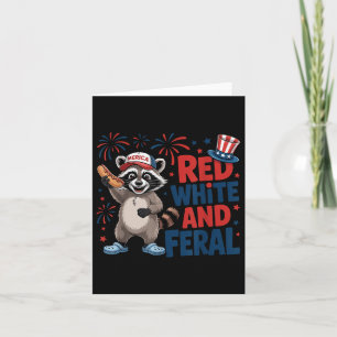 Cartão Patriótica Raccoon Merica Usa 4 De Julho Branco