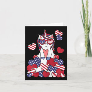 Cartão Patriótica Unicórnio 4 De Julho Americano Flag Gi
