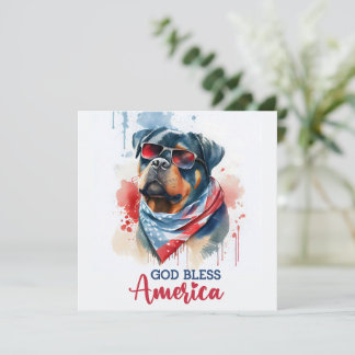 Cartão Patriótico Canino-Rottweiler 4 de julho