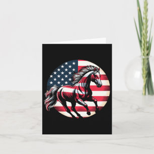 Cartão Patriótico Cavalo Americano Bandeira Horseback And