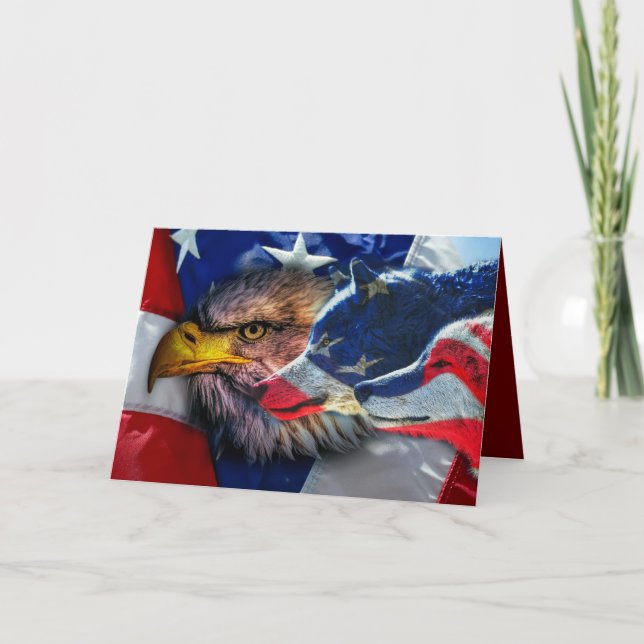 Cartão Patriótico da Bandeira do Lobo Balde Americano (Frente)