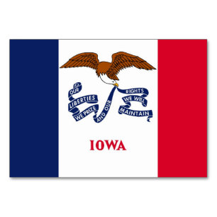 Cartão patriótico da mesa com a bandeira de Iowa