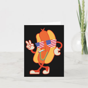 Cartão Patriótico do Quarto de Julho do Hotdog Engraçado