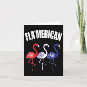 Cartão Patriótico Flamingo Vermelho Branco Azul 4 de julh