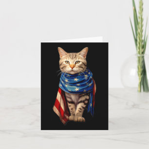 Cartão Patriótico Gato 4 De Julho Homens Usa Bandeira Ame