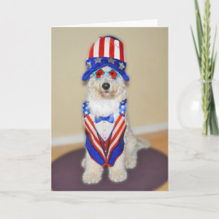 Cartão patriótico Goldendoodle