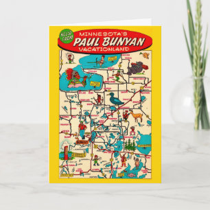 Cartão Paul Bunyan's Miinesota Antigo