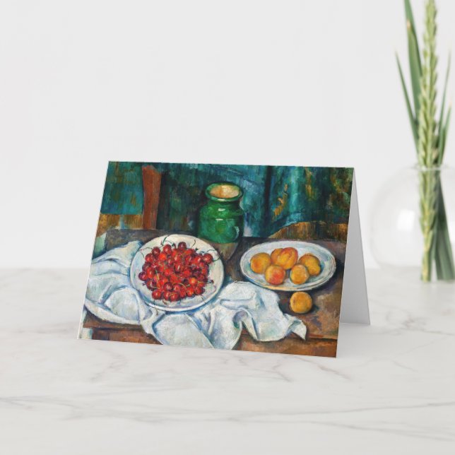 Cartão Paul Cezanne - Ainda vive com cerejas e caçadores (Frente)