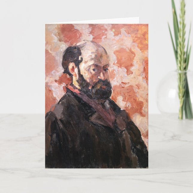 Cartão Paul Cezanne - Autorretrato com fundo rosa (Frente)