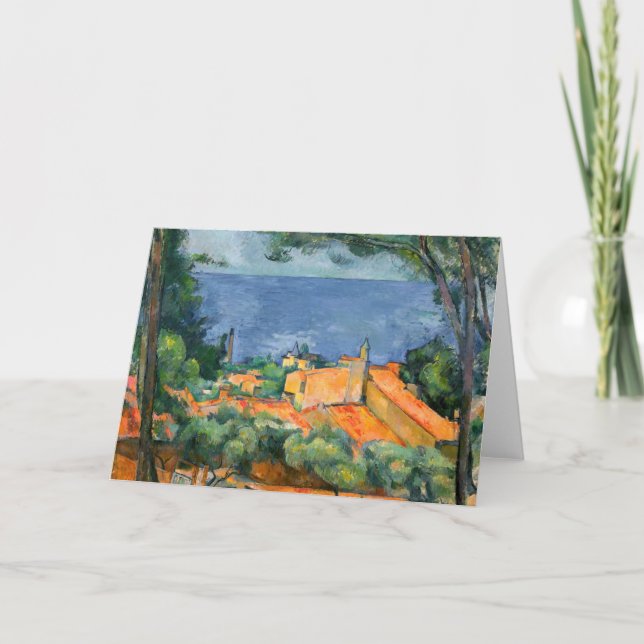 Cartão Paul Cezanne - Estaque com Telhados Vermelhos (Frente)