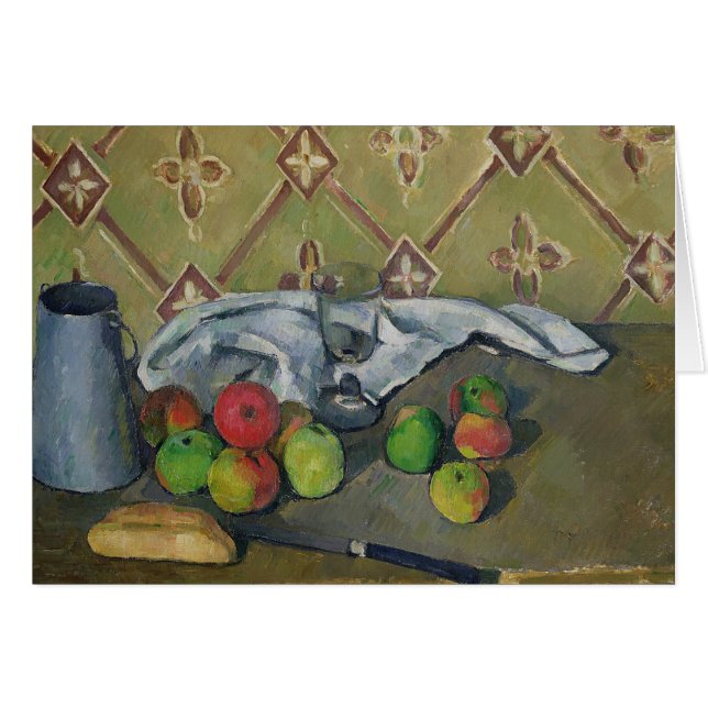 Cartão Paul Cezanne | Frutas, Serviette e milk Jug, c.18 (Frente Horizontal)