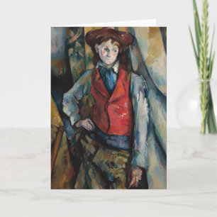 Cartão Paul Cezanne - Menino com Colete Vermelho