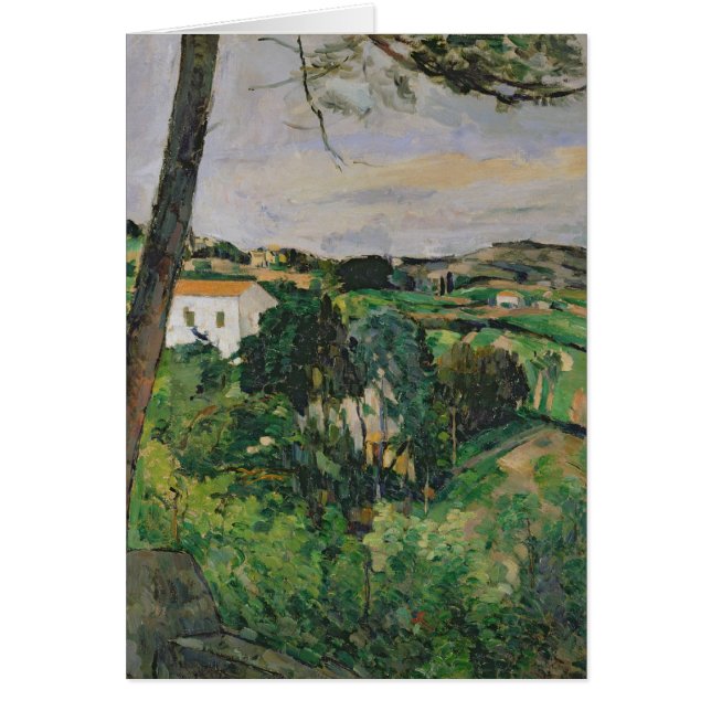 Cartão Paul Cezanne | Paisagem com telhado vermelho ou O  (Frente)