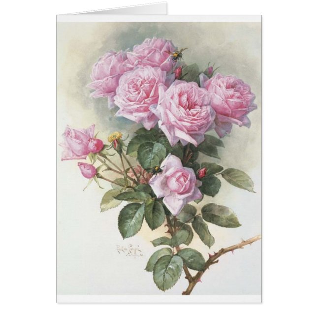 Cartão Paul_de_Longpré_-_Rosas_e_Besouros,_1899 (Frente)