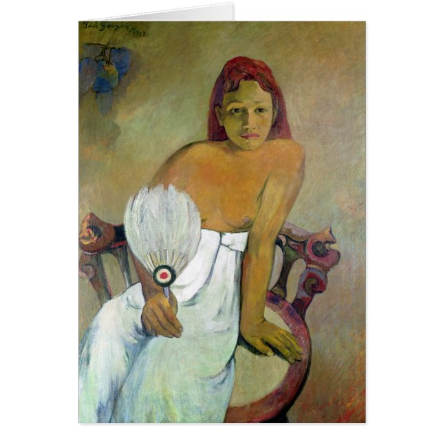 Cartão Paul Gauguin | Garota com fã, 1902 (Frente)