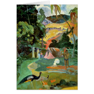 Cartão Paul Gauguin Matamoa ou, Paisagem com Peacocks