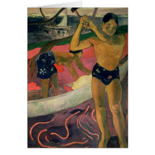 Cartão Paul Gauguin o homem com um machado, 1891