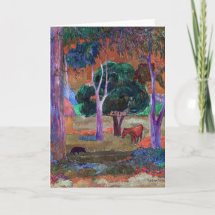 Cartão Paul Gauguin - Paisagem com um Porco e um Cavalo