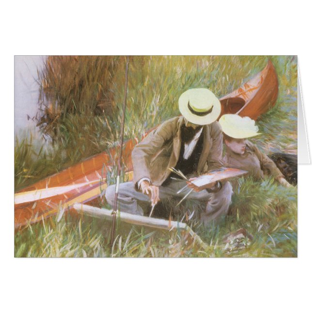Cartão Paul Helleu Desenho com Sua Esposa por JS Sargent (Frente Horizontal)
