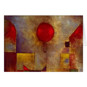 Cartão Paul Klee Red Balloon Abstrato Arte Colorida