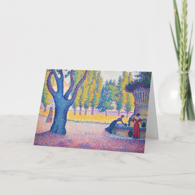 Cartão Paul Signac - Fountain des Lices, Santo-Tropez (Frente)