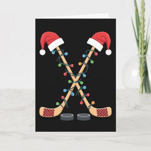 Cartão Paus de Hockey do Papai Noel de Natal