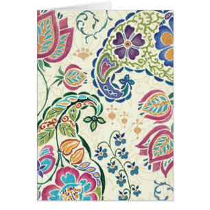 Cartão Pavão decorativo e flores coloridas