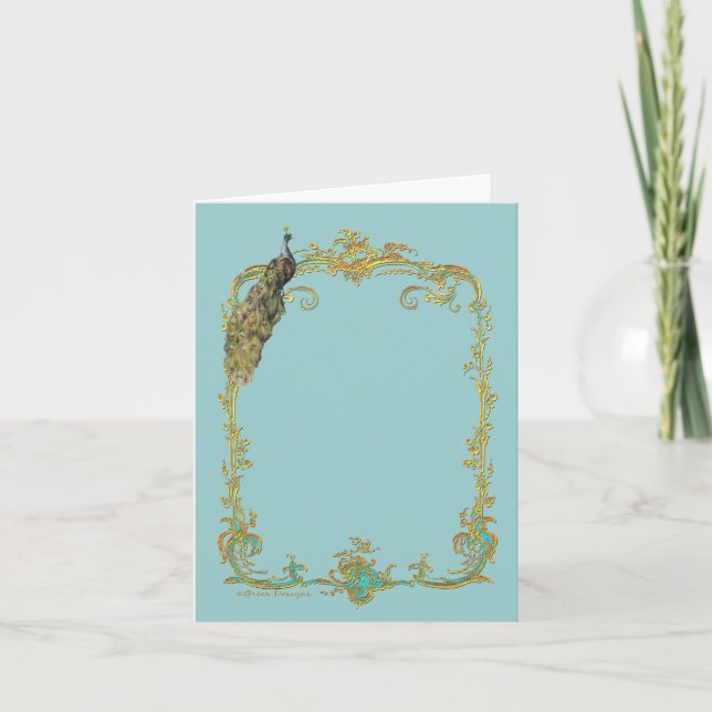 Cartão Pavock e Dourado Filigree (Frente)
