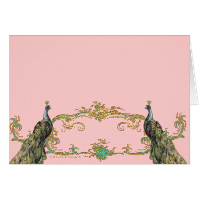 Cartão Pavock e Dourado Filigree (Frente Horizontal)