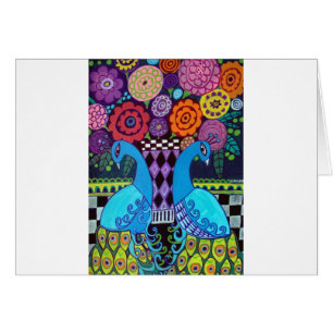 Cartão Pavões com arte das flores pela urze Galler