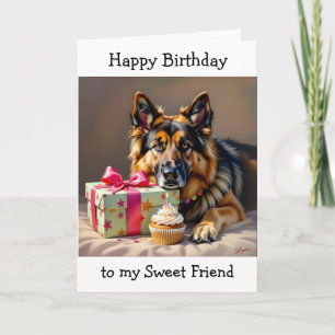 Cartão Paw-some Birthday para Amigo   German shepherd